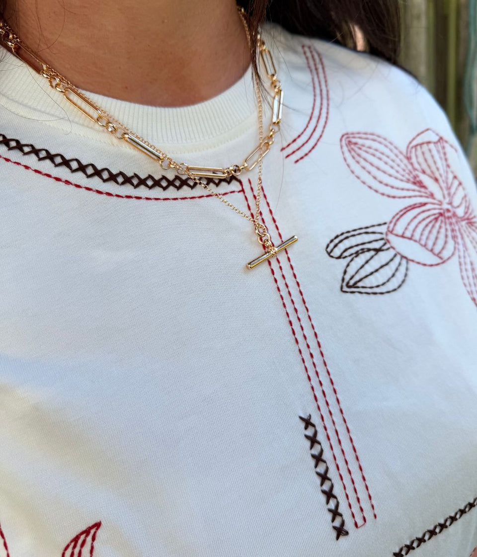 Embroidered Design T Shirt