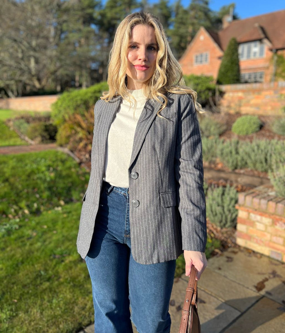 Grey Pinstripe Blazer