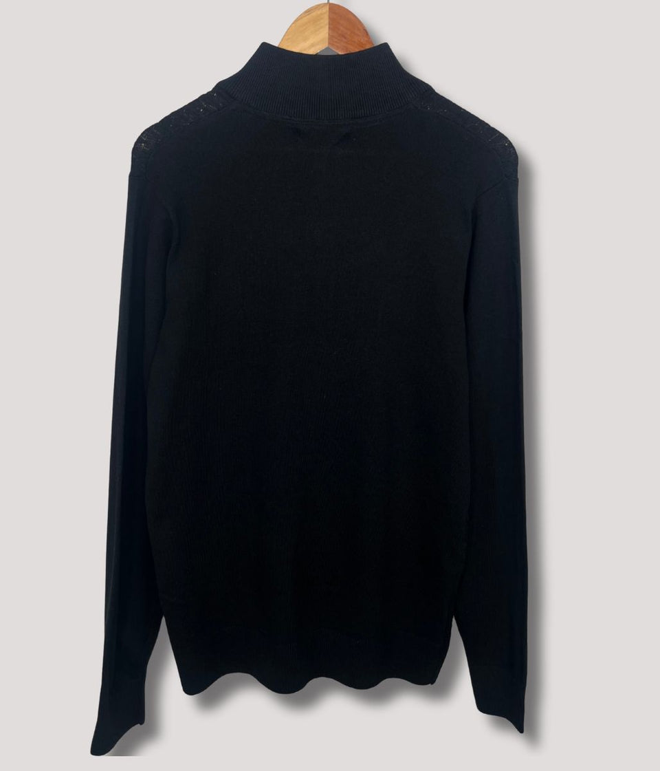 Threadbare Mens Black Whitney Quarter Zip Jumper