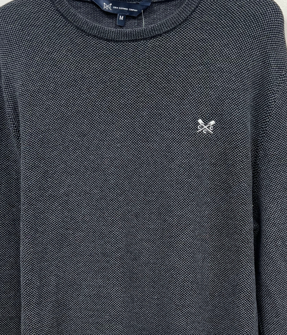 Charcoal Cotton Mens Textured Knit Jumper