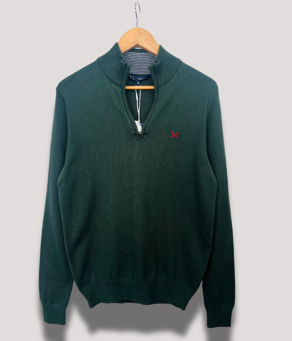 Forest Green Mens Cotton Half Zip Jumper