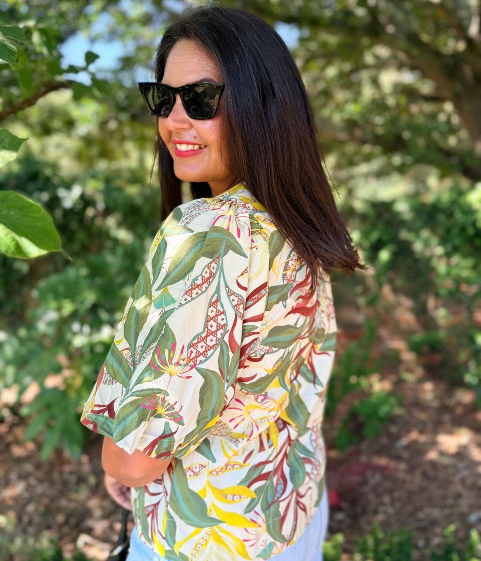Bex Tropical Print Cotton Top