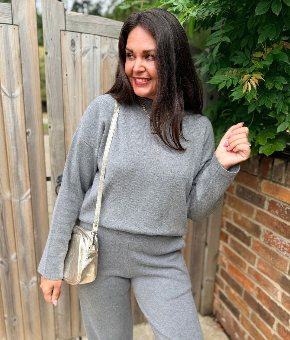 Grey Knitted Jumper Co-Ord