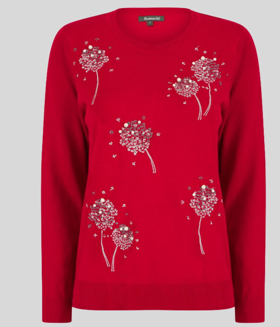 Red Diamante Dandelion Jumper