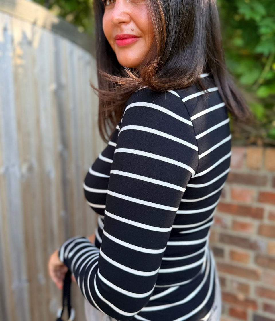 Black Striped Long Sleeve Top