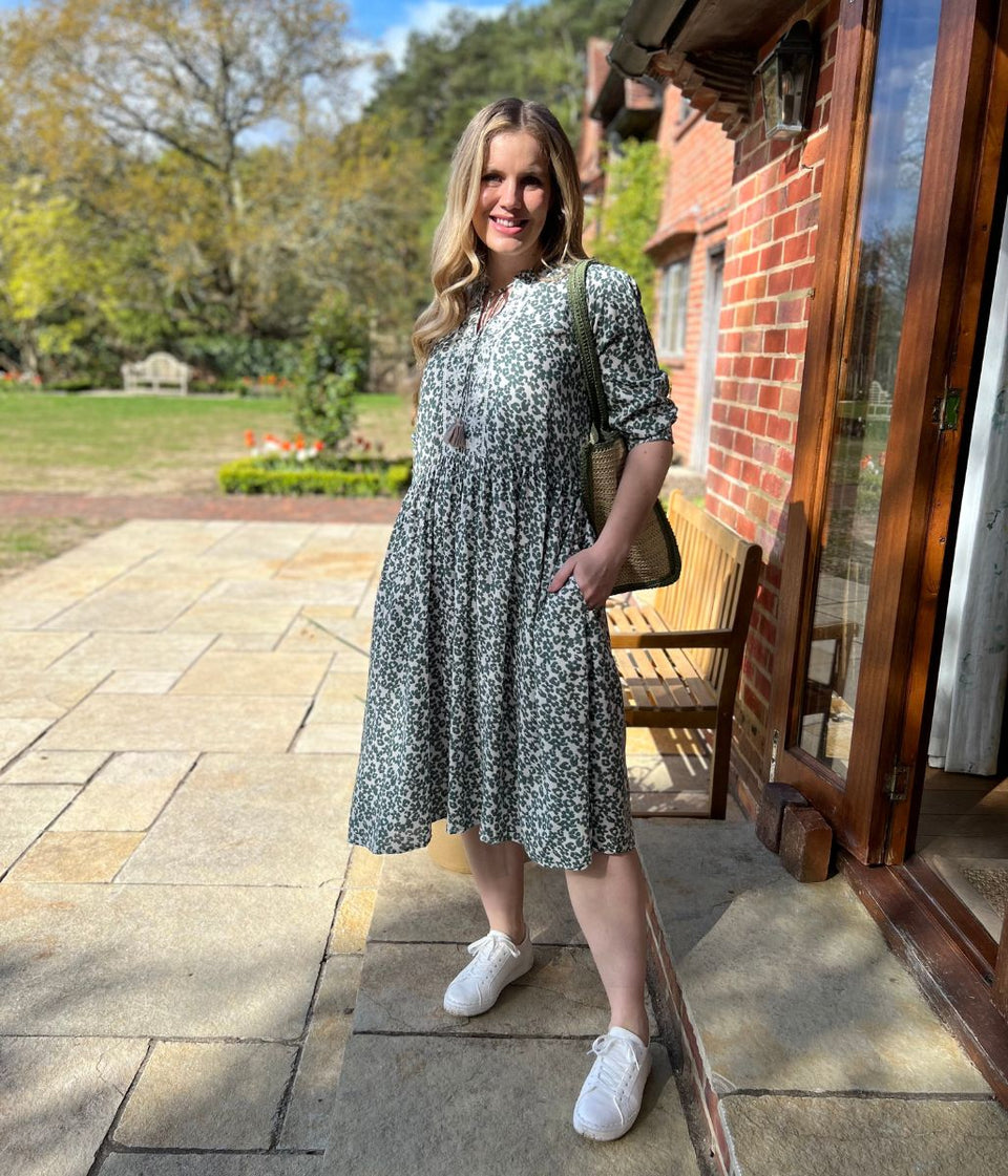 Brakeburn Leopard Floral Midi Dress