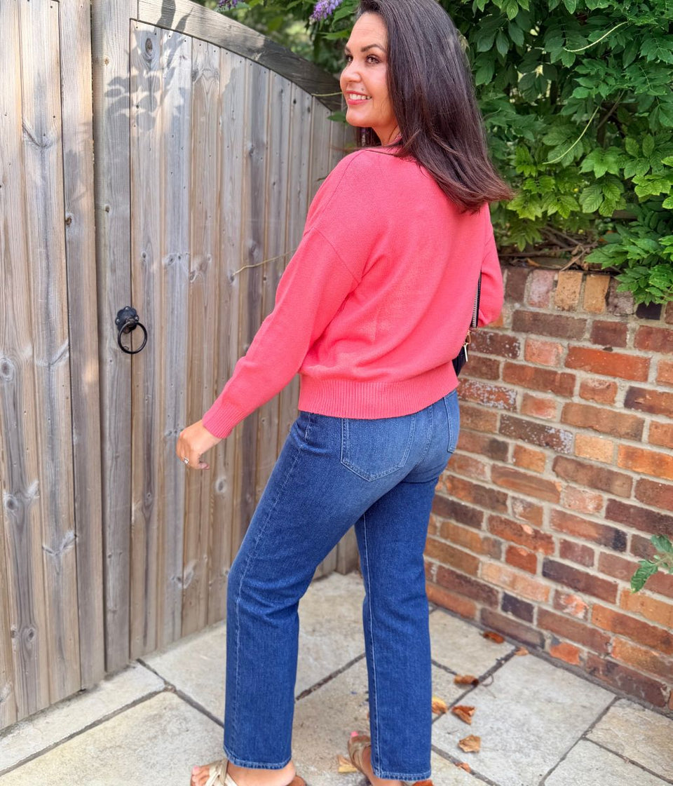 Pink Crew Neck Heart Jumper