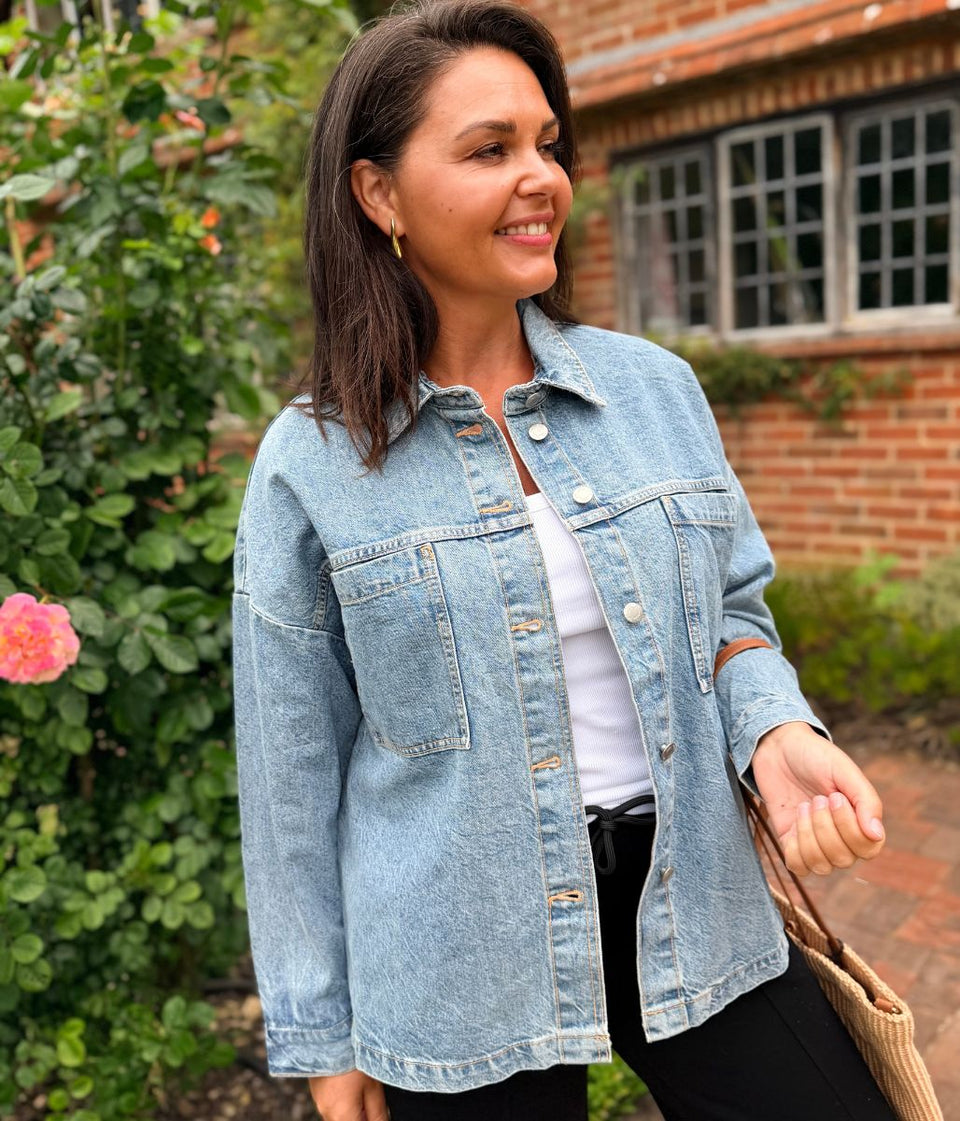 Light Denim Pure Cotton Shacket
