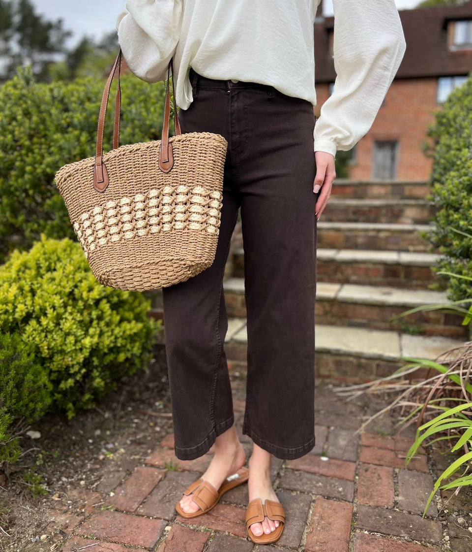 Brown Wide Leg Ankle Grazer Jeans