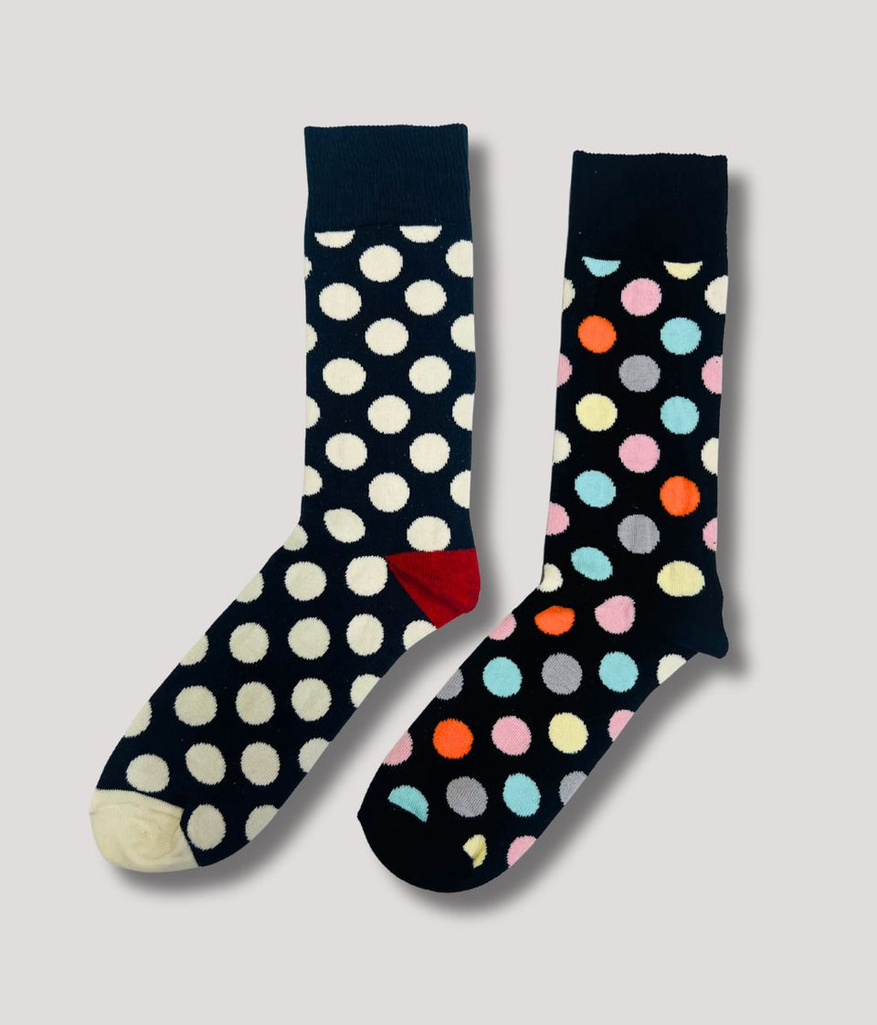 Happy Socks 2 Packs Black & Navy Spots