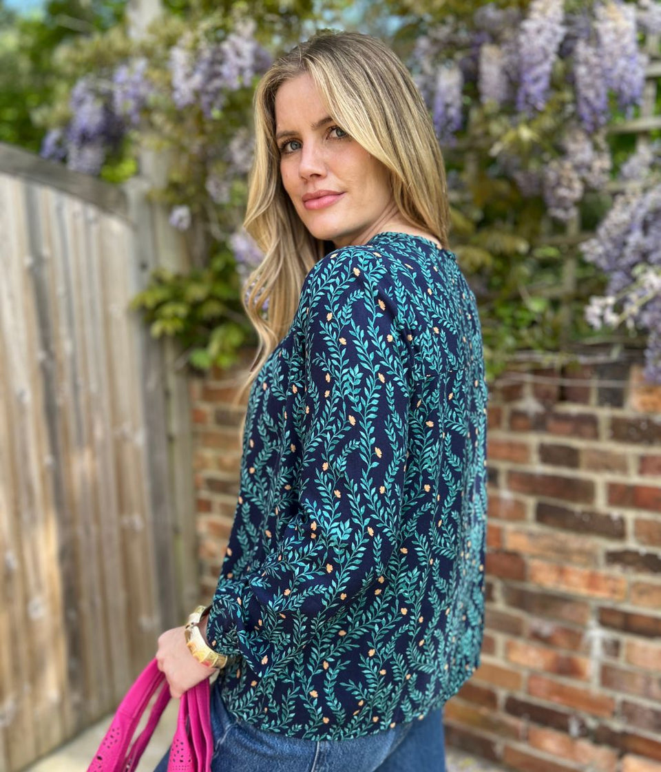 Brakeburn Navy Flower Print Blouse
