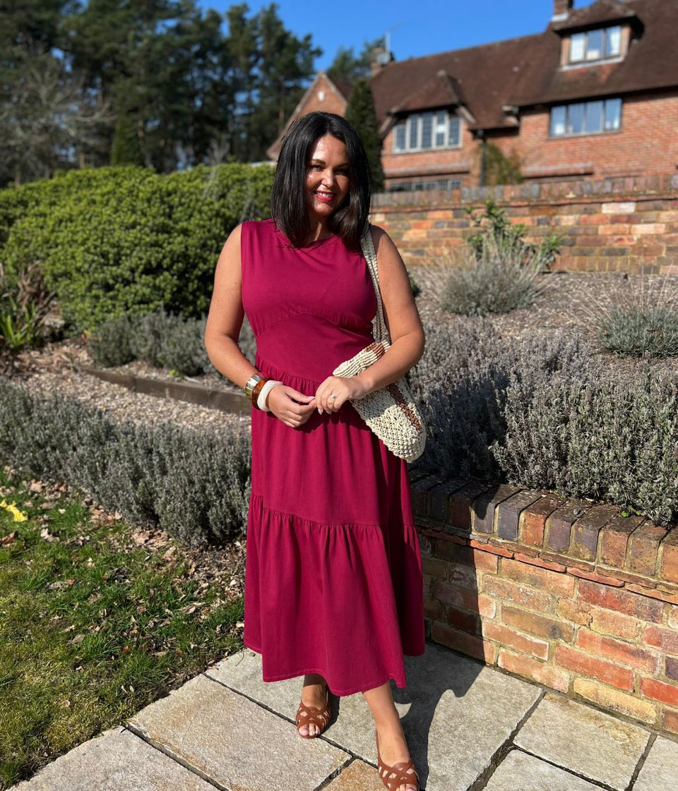 Magenta Premium Asymmetric Sleeveless Jersey Dress