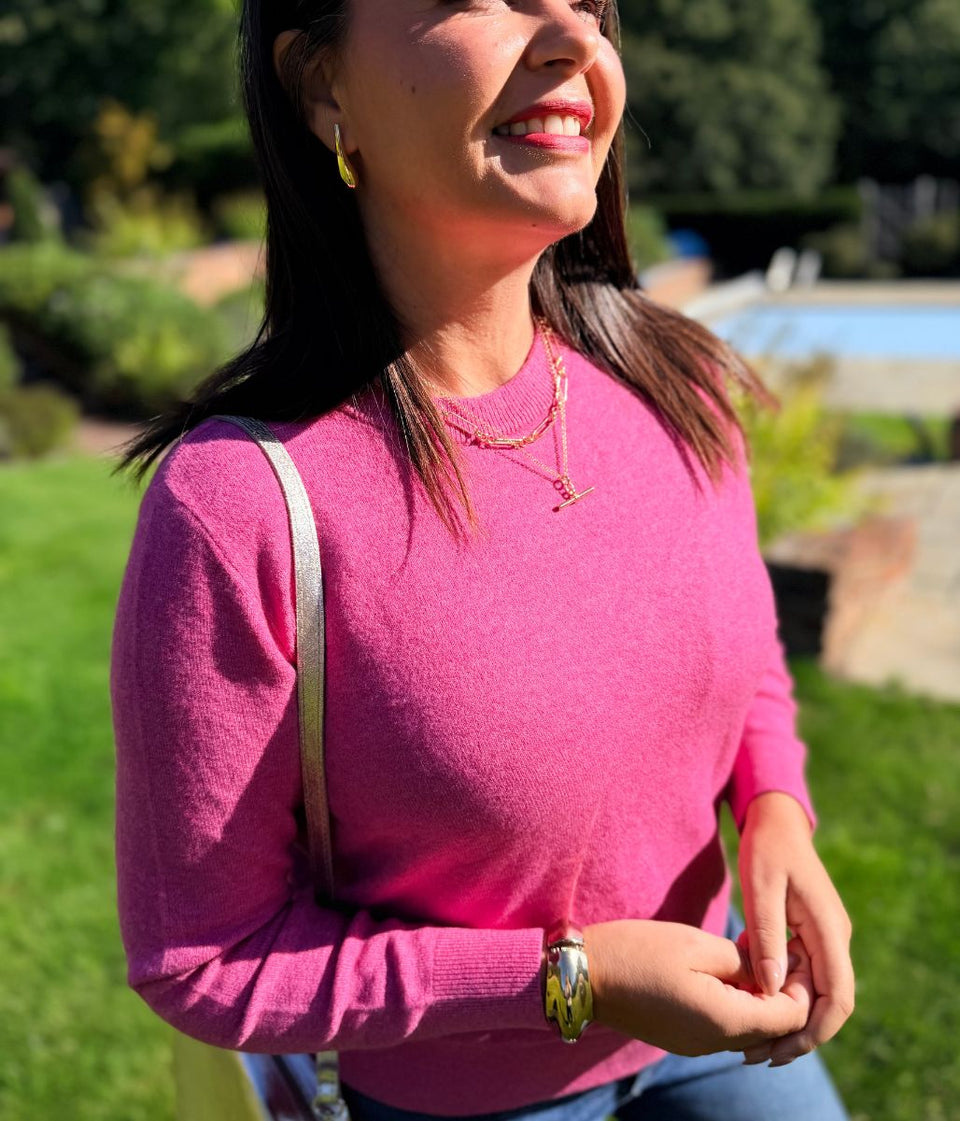 Pink Air Yarn Crew Neck Jumper