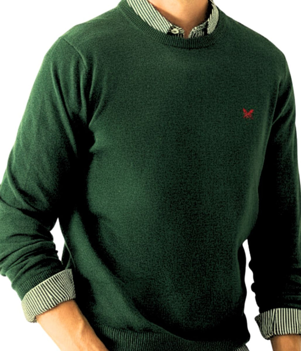 Khaki Mens Cotton Crew Neck Logo Jumper