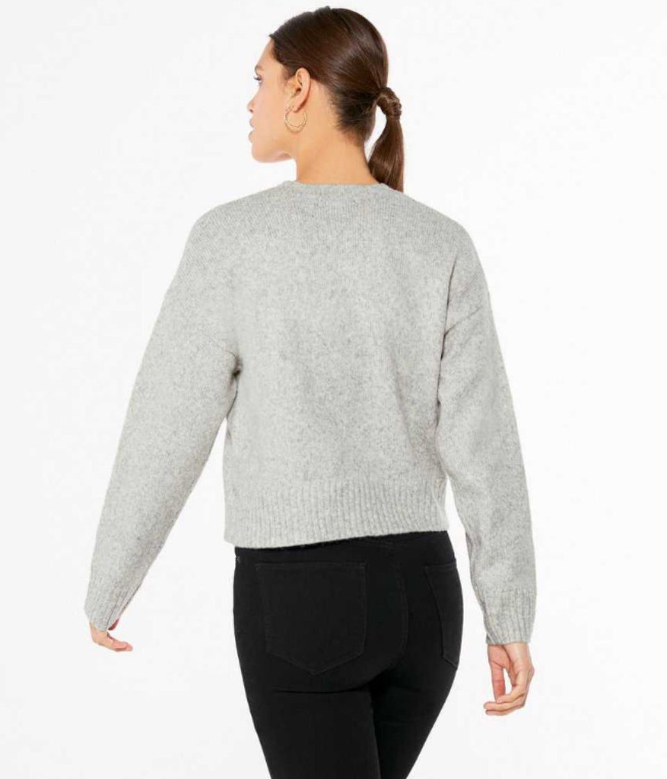 Grey Fine Knit Cropped Jumper