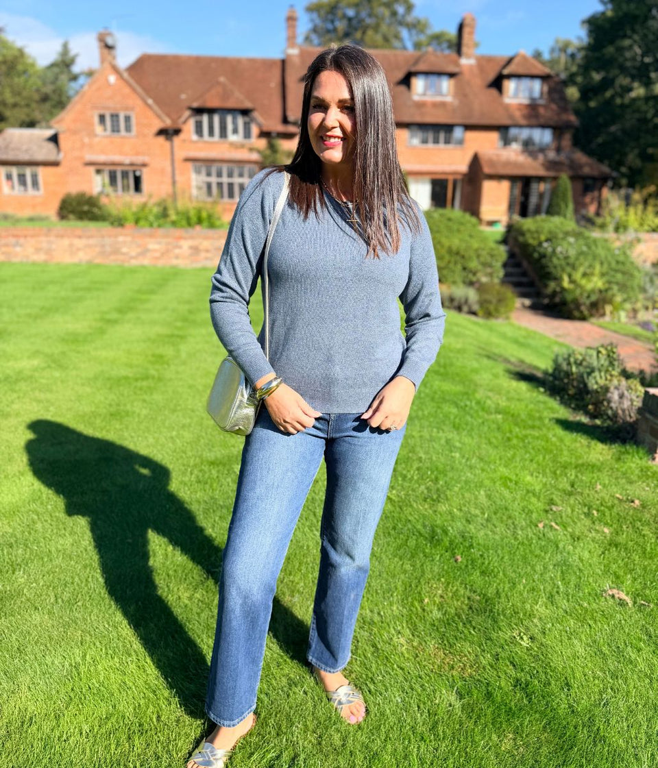 Denim Air Yarn Crew Neck Jumper