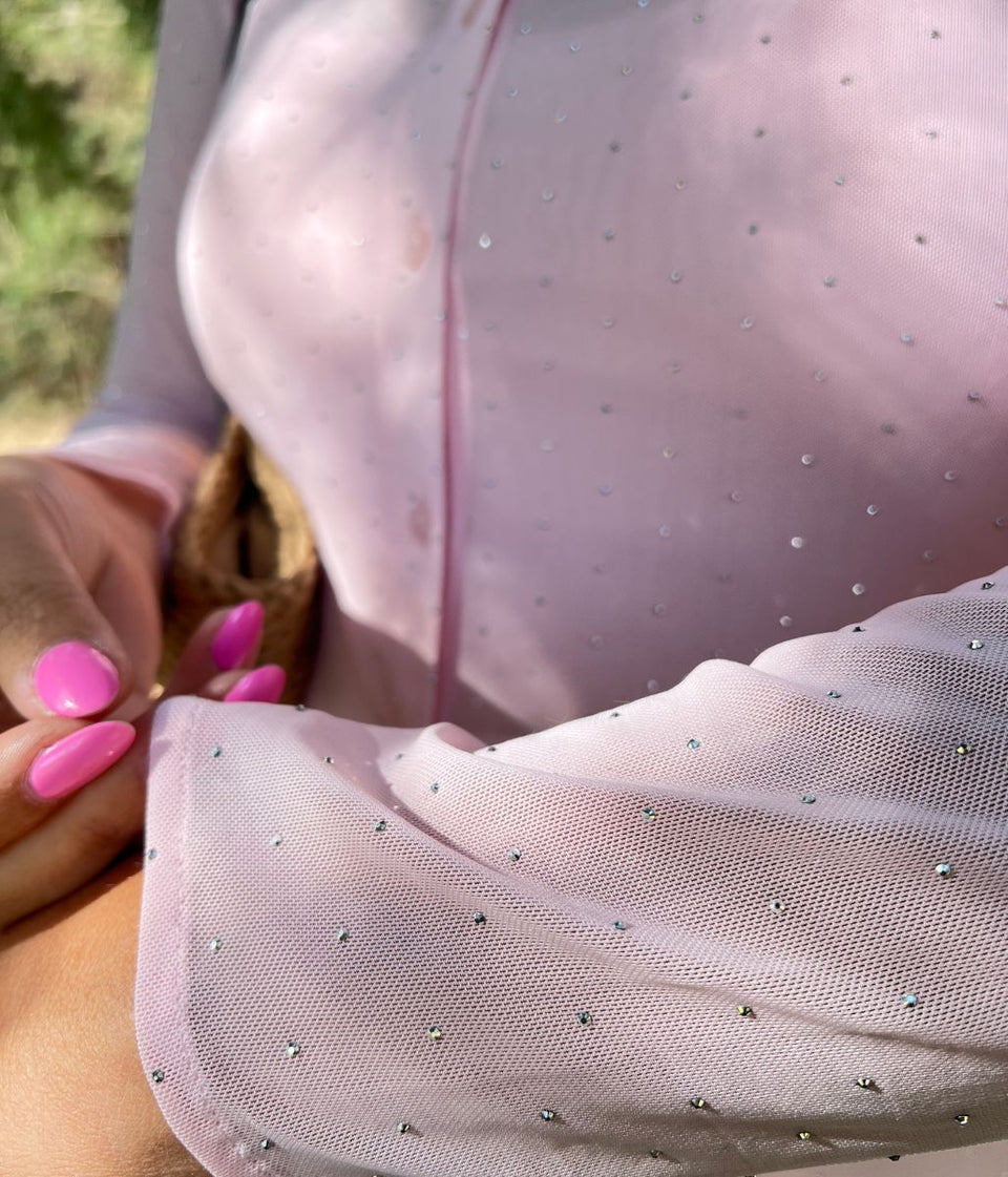 Pink Mesh Embellished Shirt