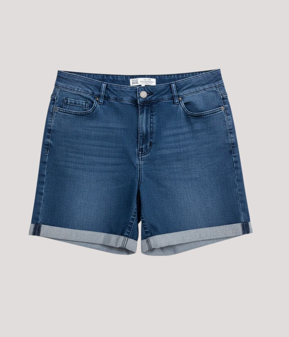 Mid Denim Turn Up Shorts