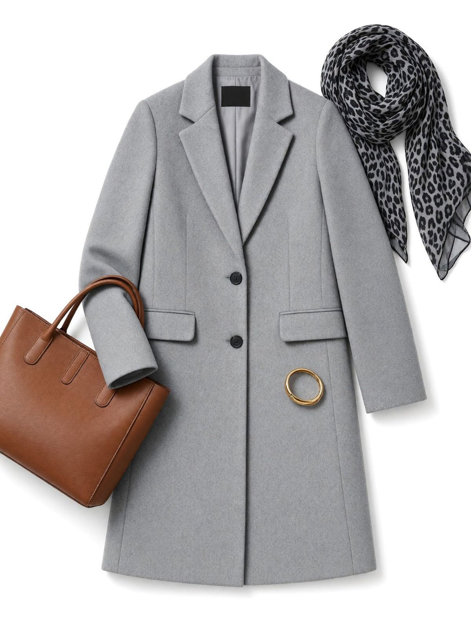 Grey Single Breasted City Coat