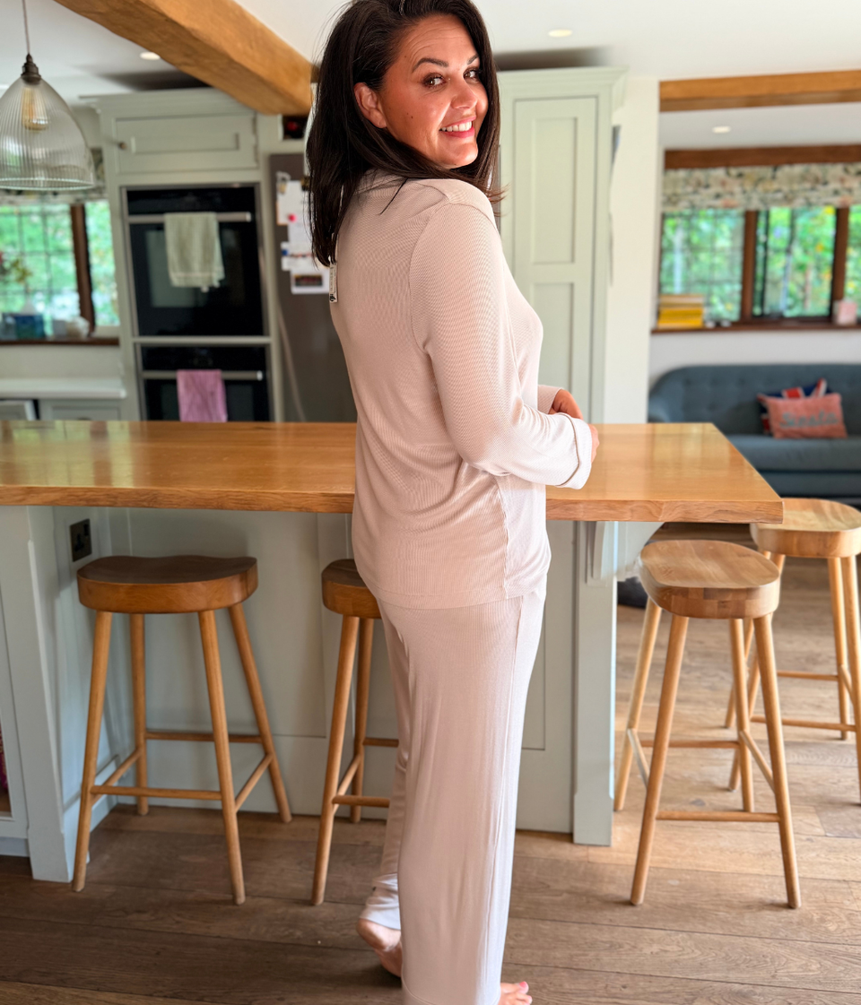 Fawn Ribbed Stretch Pyjama Set