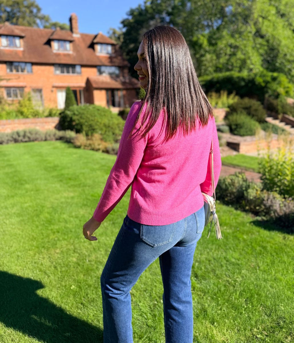 Pink Air Yarn Crew Neck Jumper