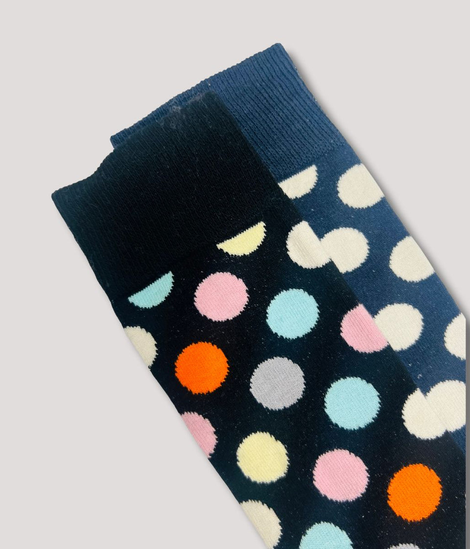 Happy Socks 2 Packs Black & Navy Spots