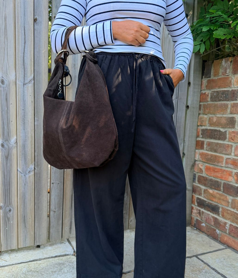 Chocolate Brown Suede Willow Slouch Bag