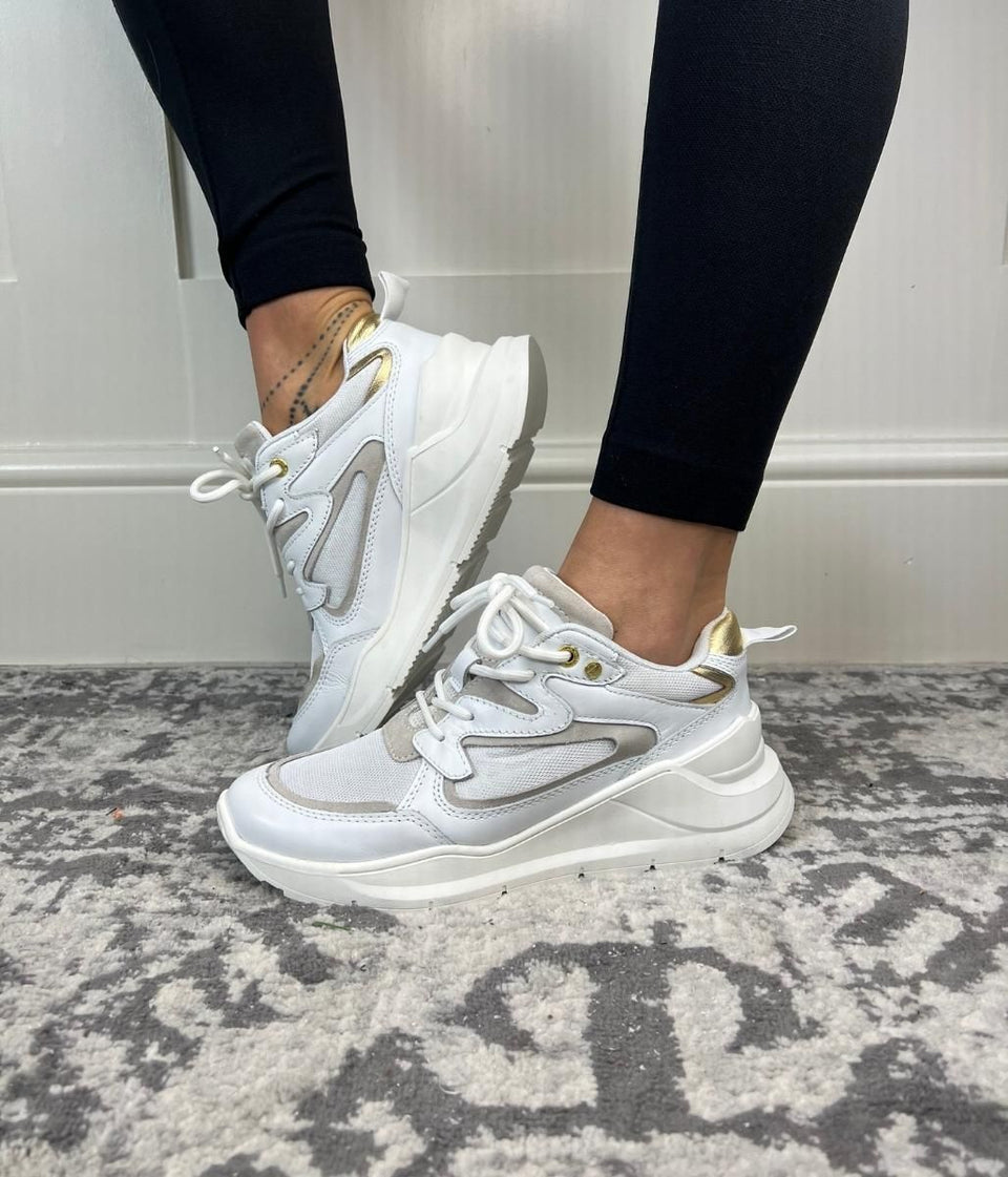 White Cecilia Leather Trainers