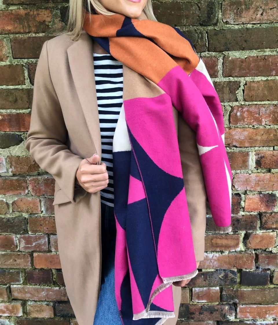 Pink Melody Retro Cashmere Blend Scarf