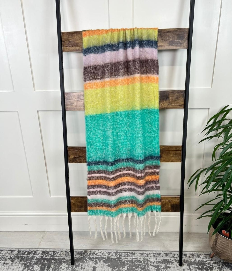 Green Cleo Blanket Tassel Scarf