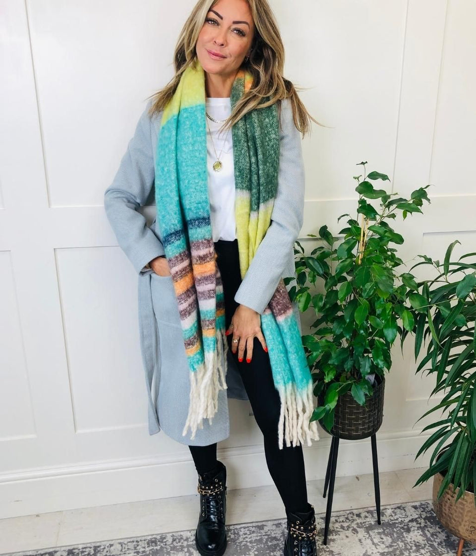 Green Cleo Blanket Tassel Scarf