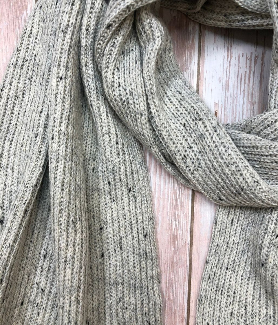 Light Grey Wool Rich Anglistic Scarf