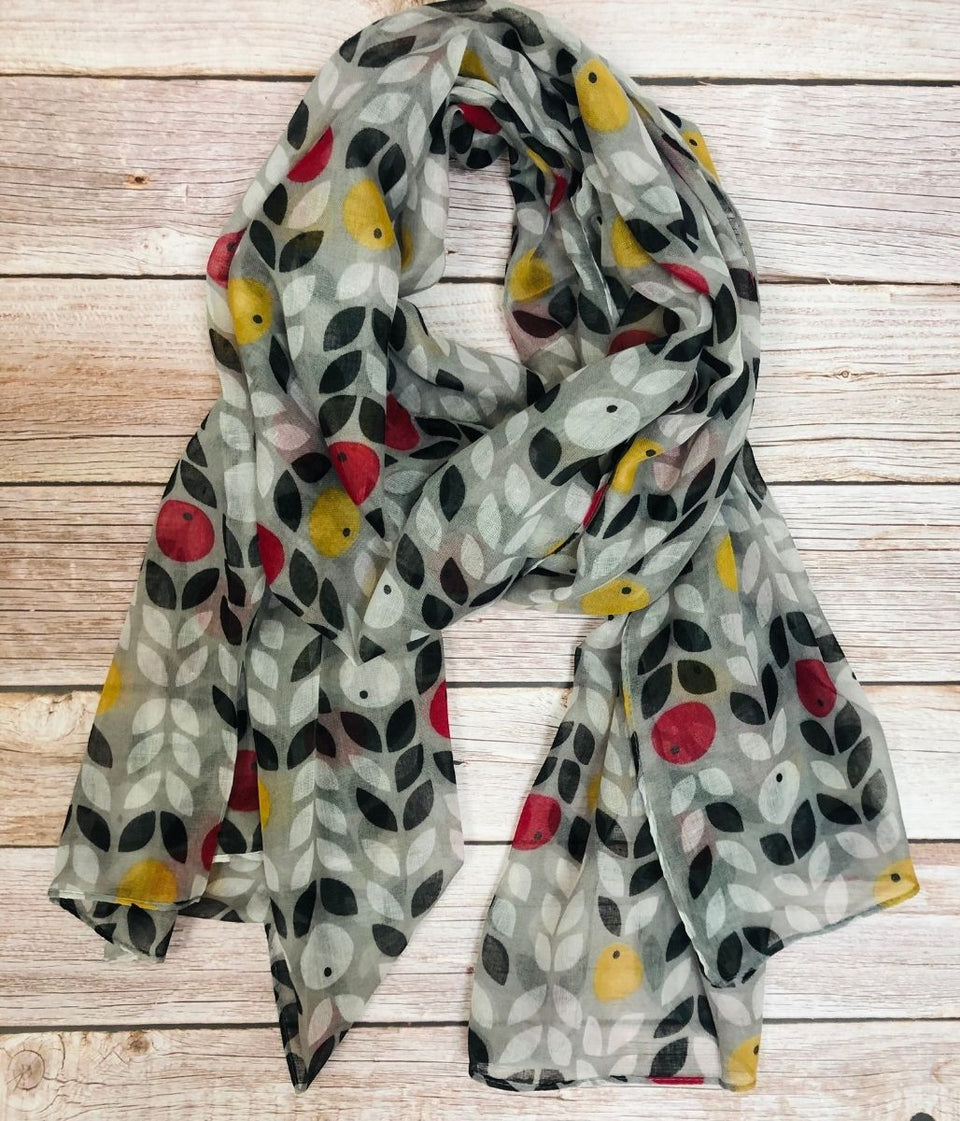 Grey Berries Lightweight Scarf