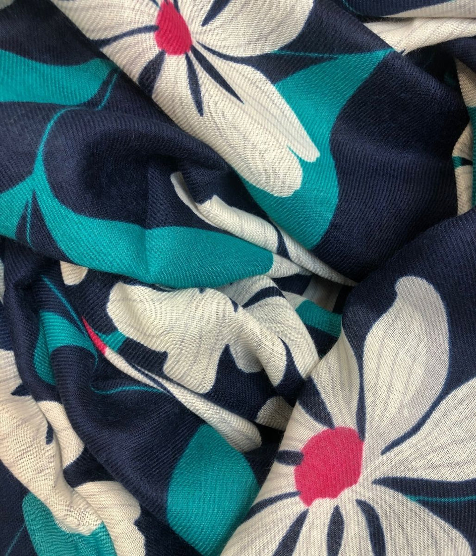 Navy Bold Blooms Scarf