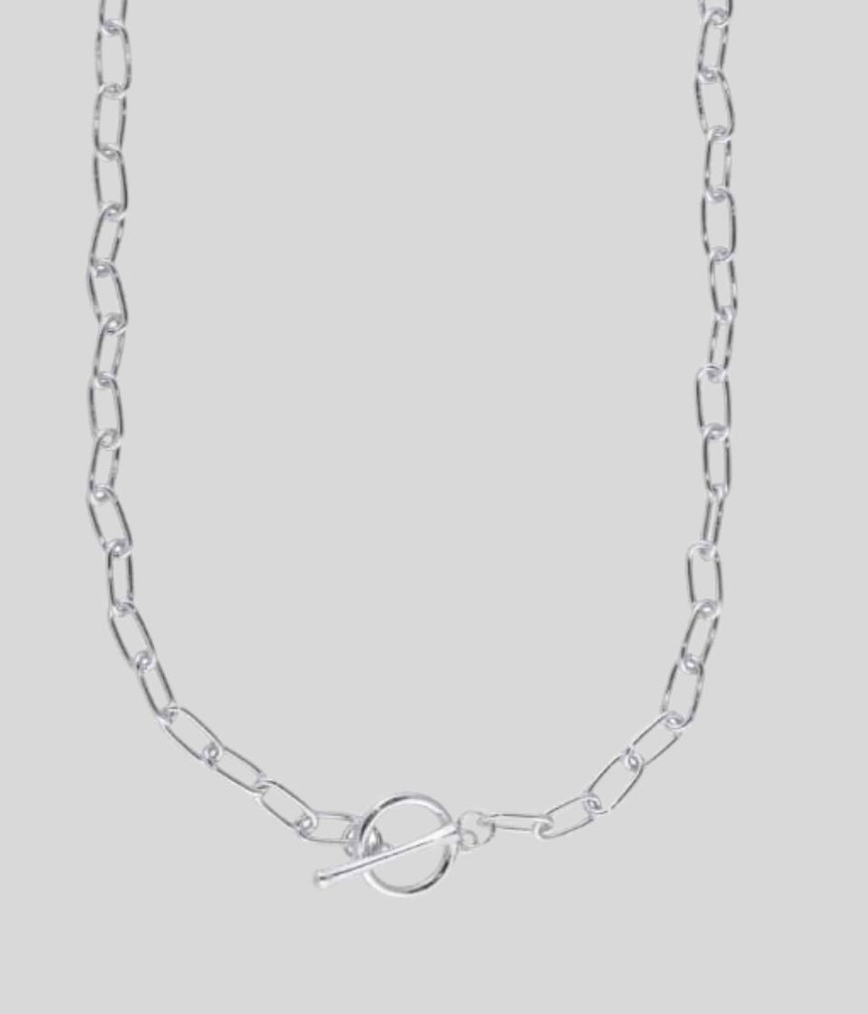 Silver Catherine T Bar Link Necklace