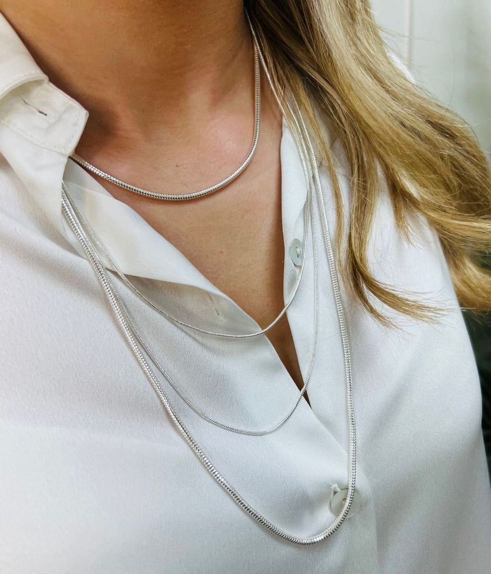 Silver Snake Chain Layered Necklace