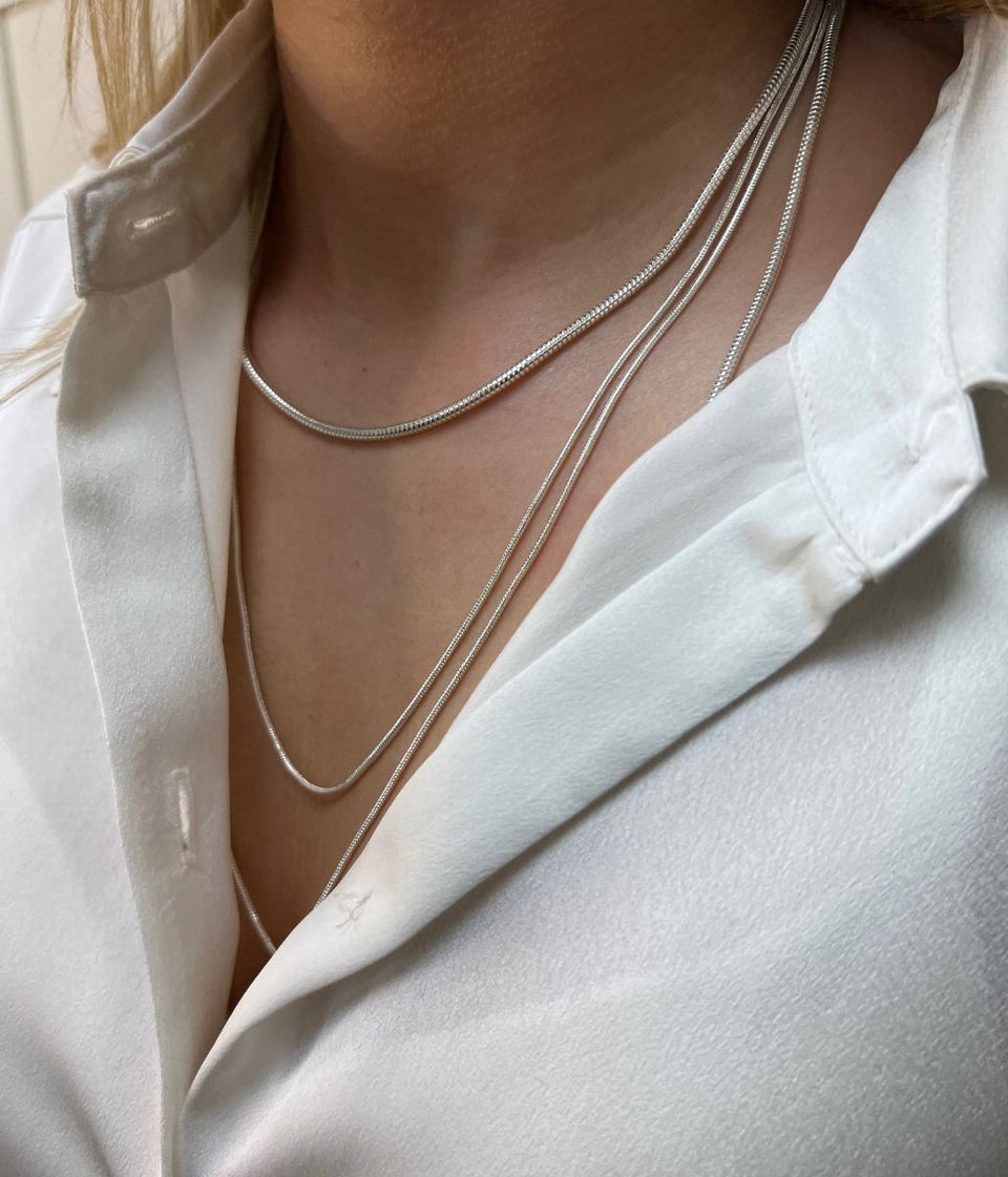 Silver Snake Chain Layered Necklace