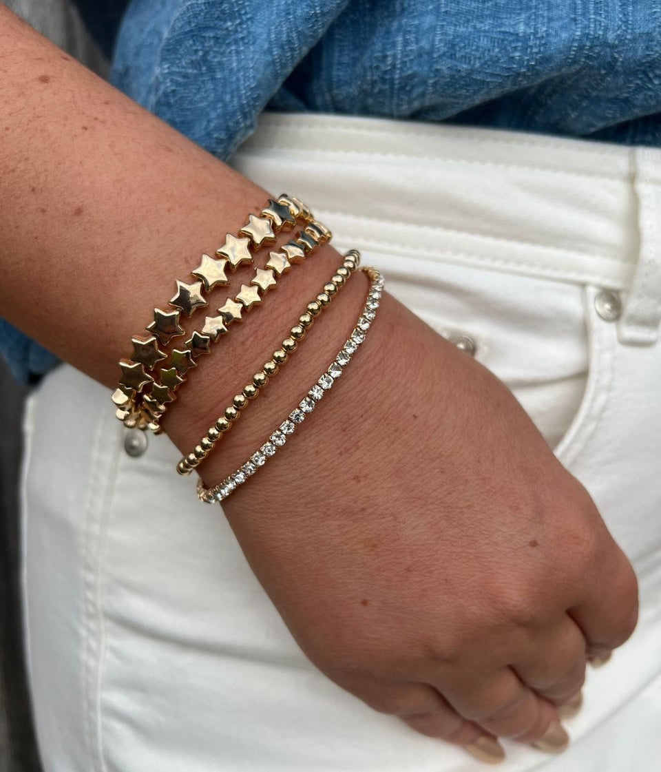 Gold Star Beaded Bracelet Stack