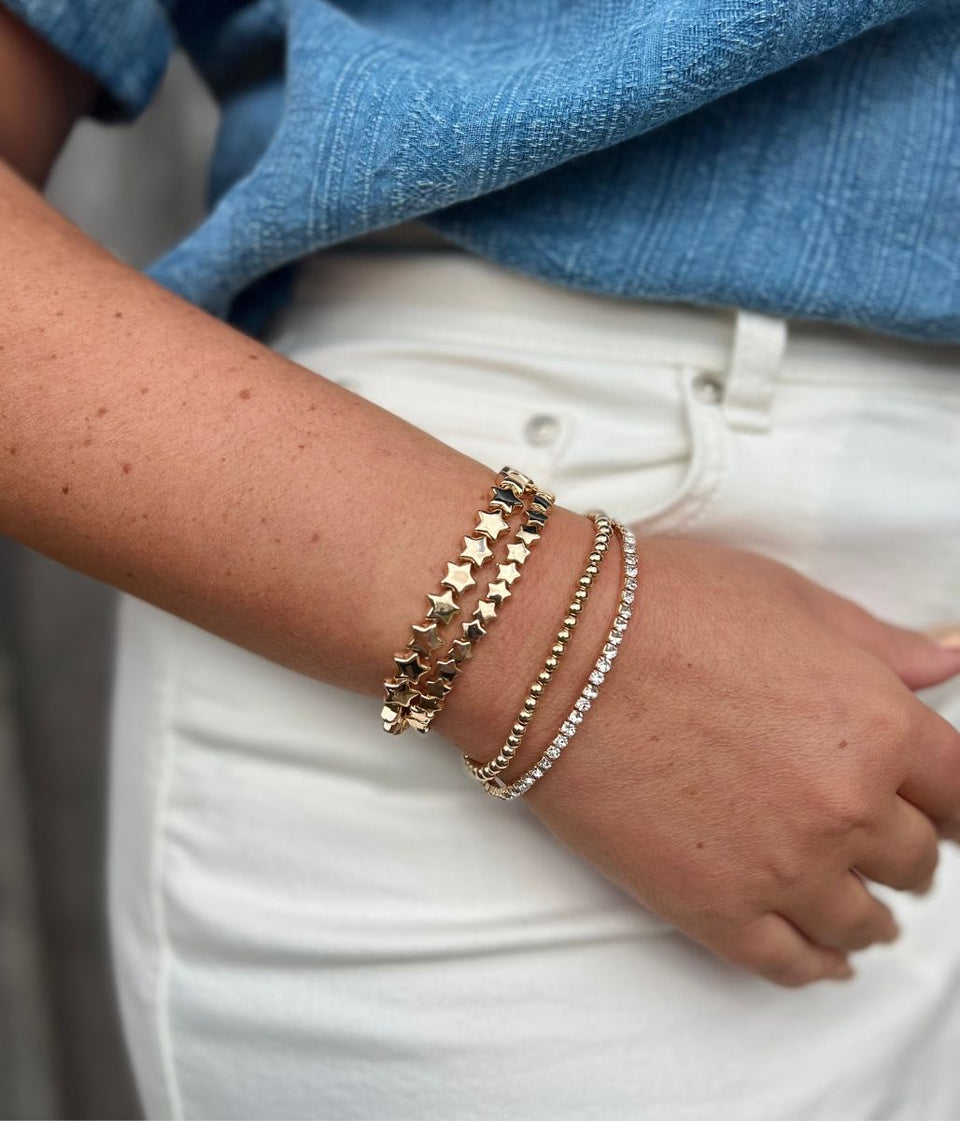 Gold Star Beaded Bracelet Stack