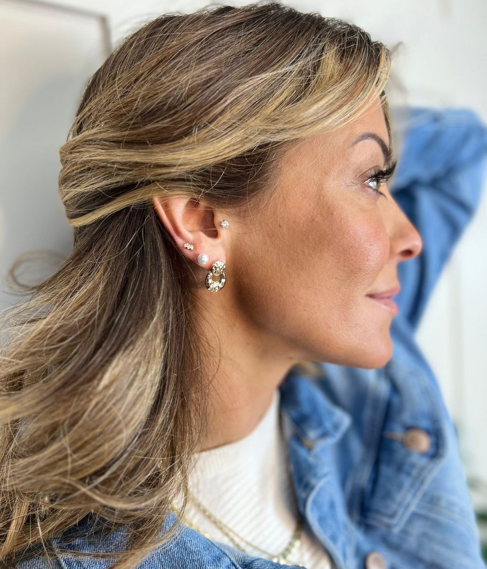 Silver Hammered Statement Earring