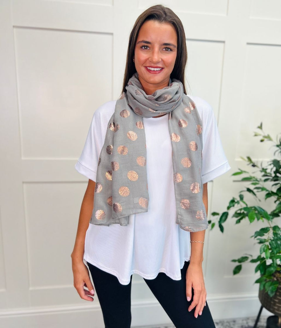 Khaki Rose Gold Spot Print Scarf