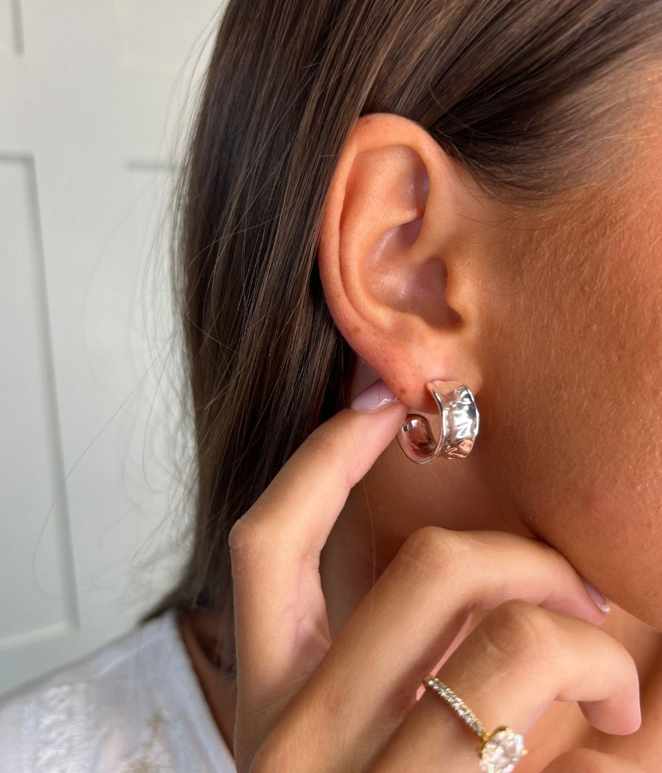 Silver Hammered Cuff Earrings