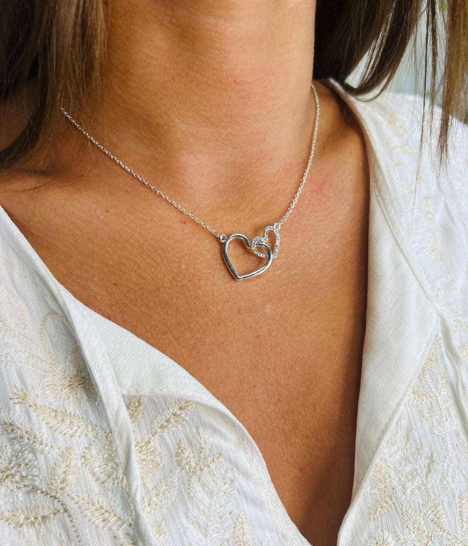 Silver Entwined Heart Necklace