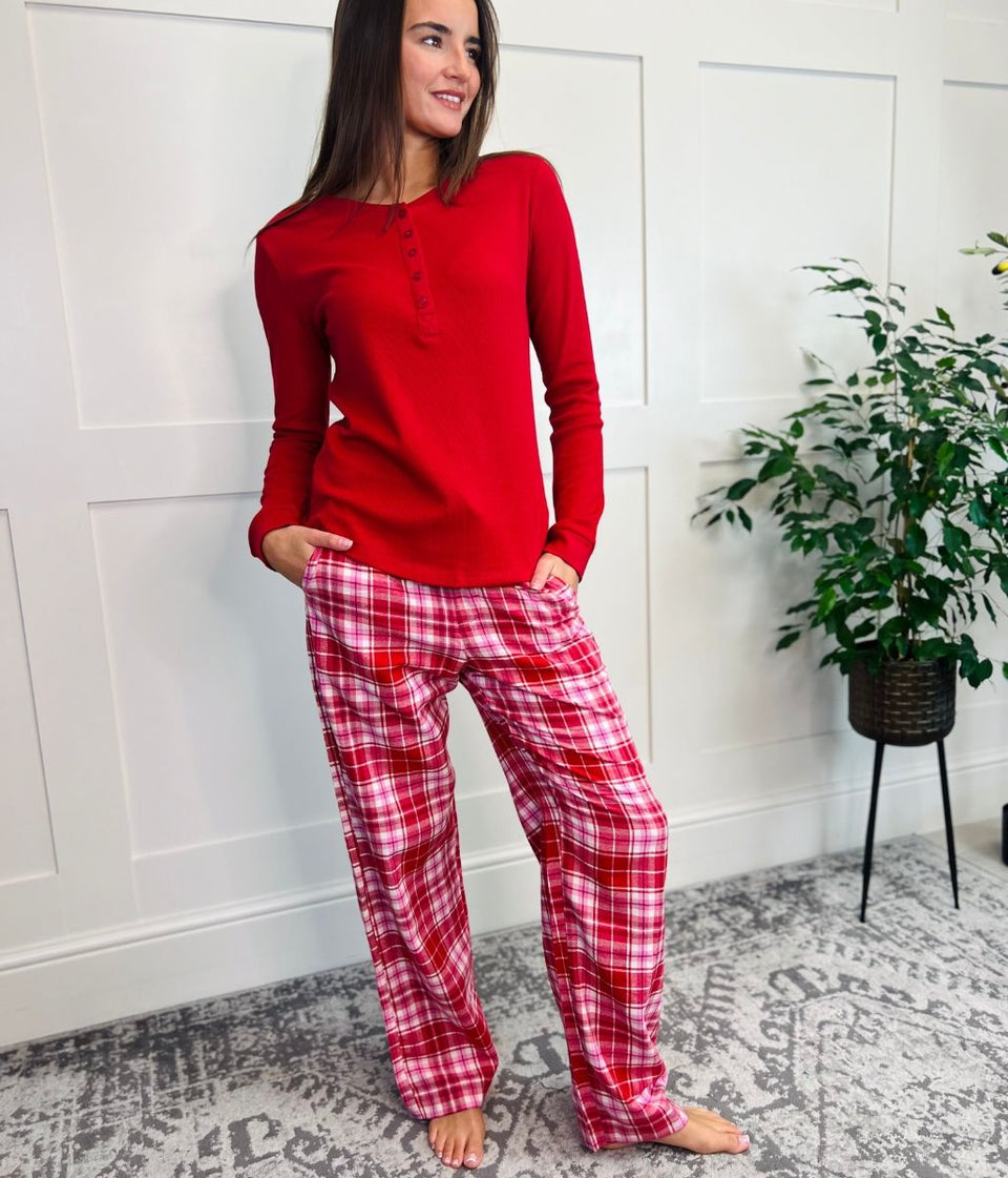 Red Checked Flannel Pyjamas Set