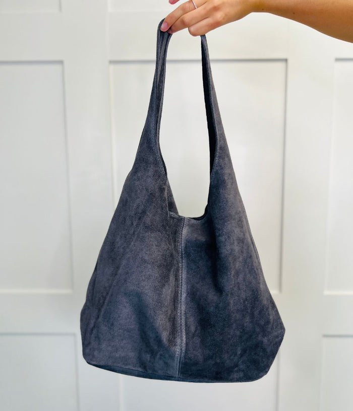 Grey Suede Tote Bag Highstreet Outlet UK