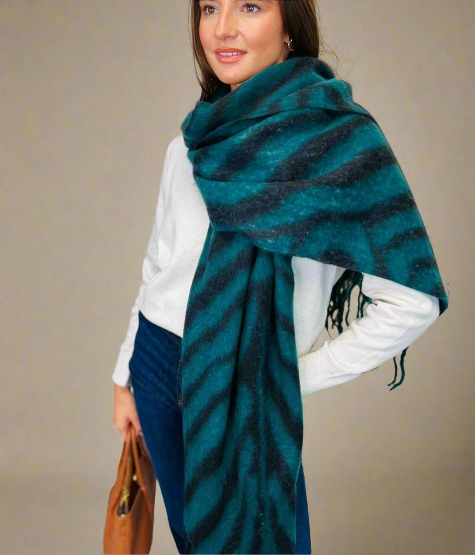 green zebra print scarf