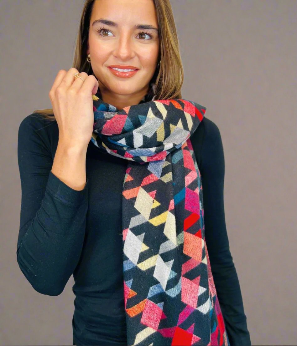 colourful houndstooth blanket scarf