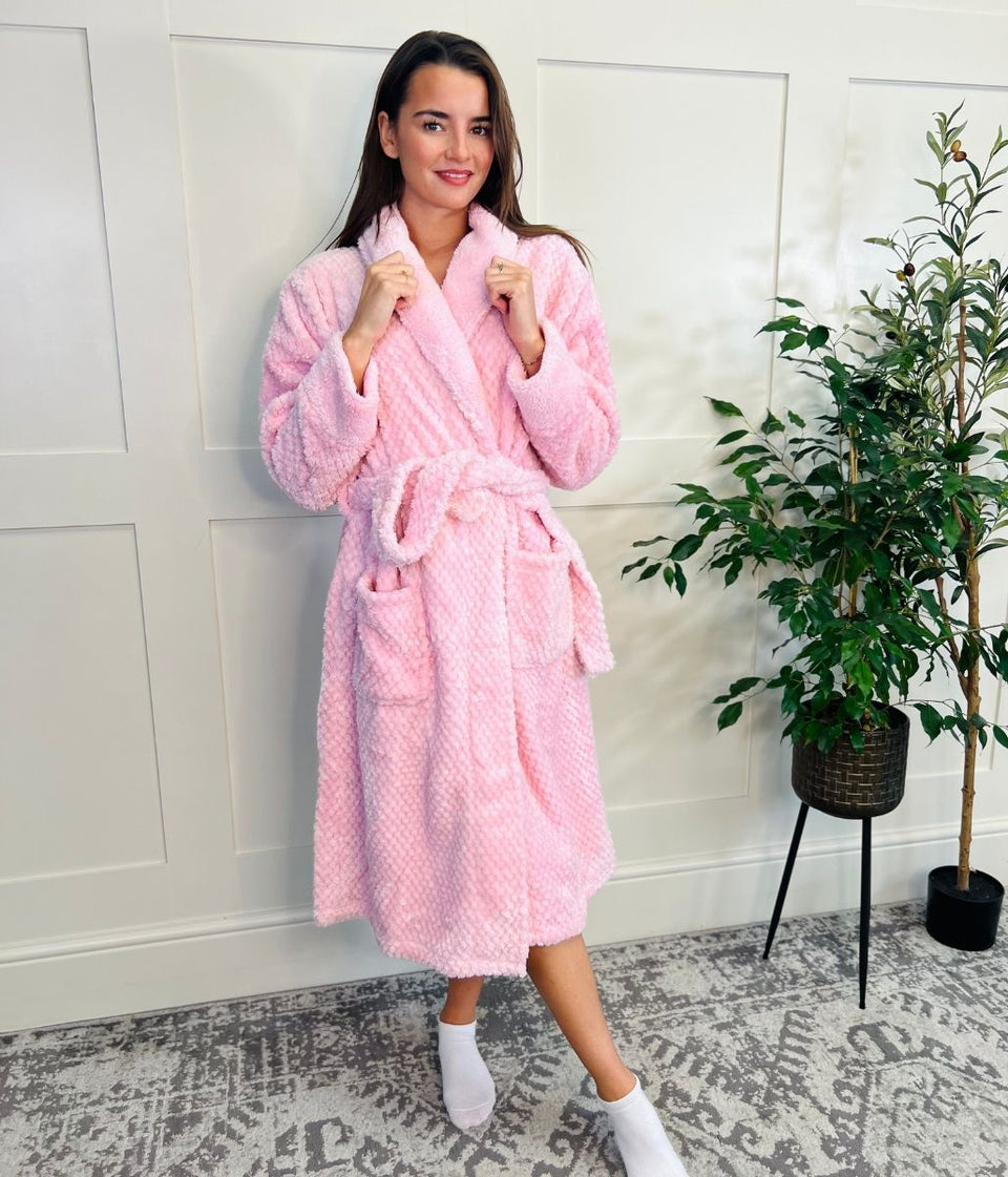 Pink Waffle Fleece Dressing Gown