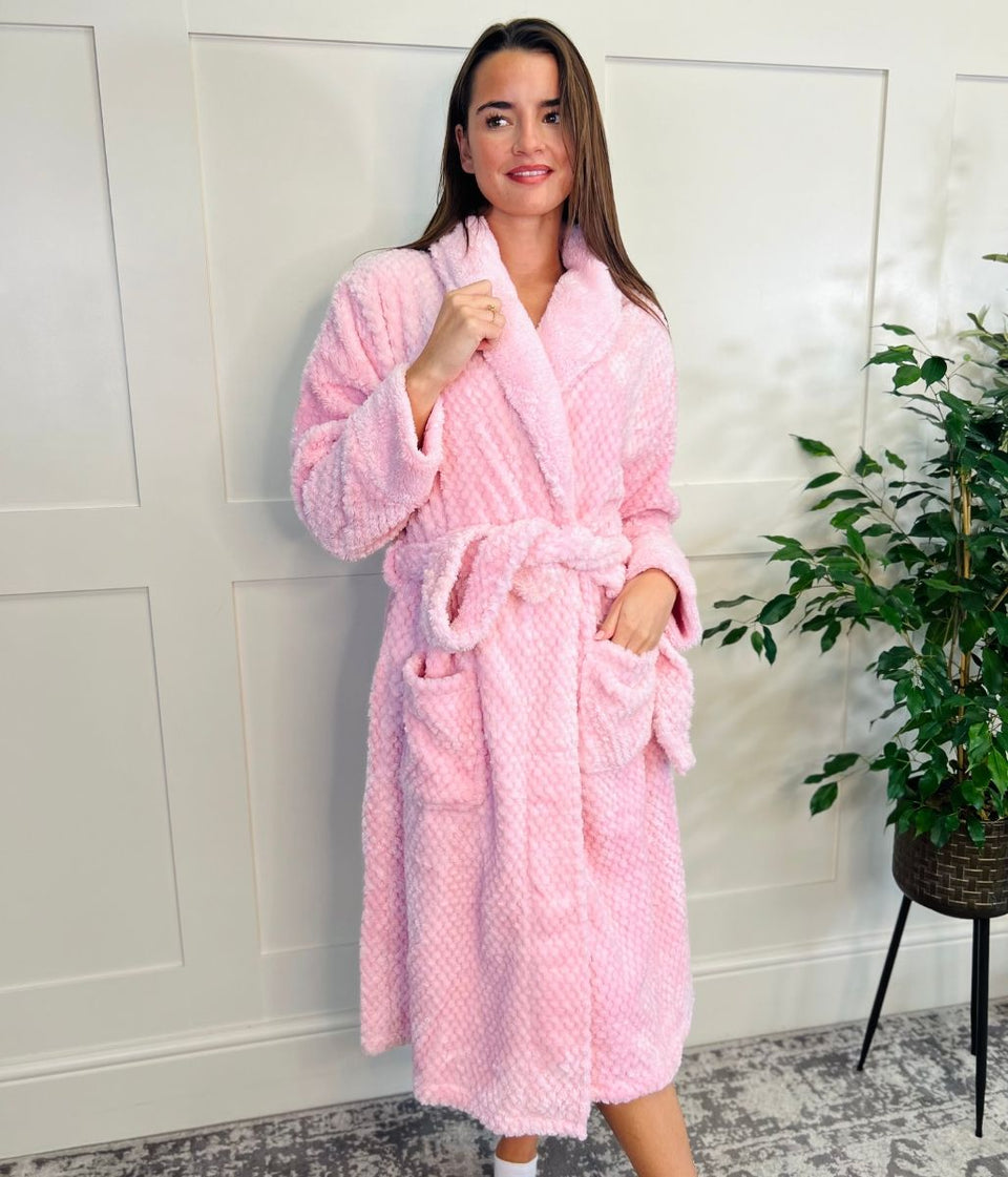 Pink Waffle Fleece Dressing Gown