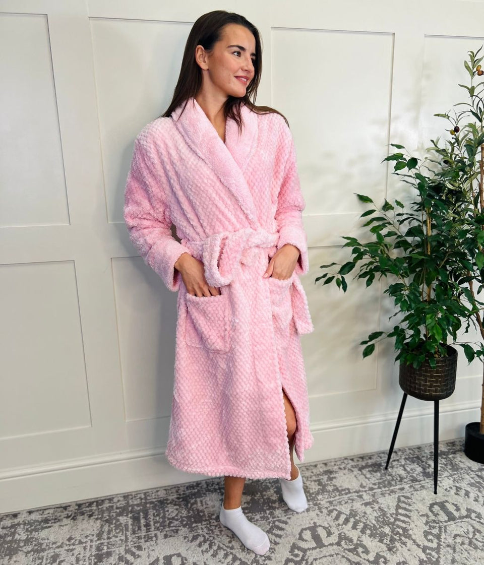 Pink Waffle Fleece Dressing Gown